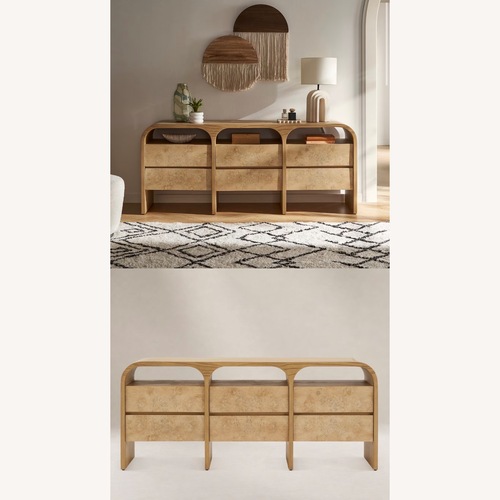 Used Castlery Crescent 6-Drawer Dresser with Burl Wood for sale on AptDeco
