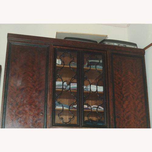 Used Burl Mahogany Armoire with Glass Doors for sale on AptDeco