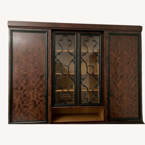 Used Burl Mahogany Armoire with Glass Doors for sale on AptDeco
