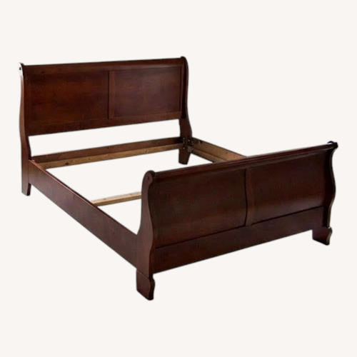 Used Burl Mahogany King Bed Frame for sale on AptDeco