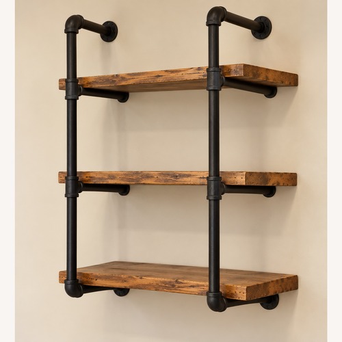 Used Rustic Industrial 3-Tier Wall-Mounted Shelves for sale on AptDeco