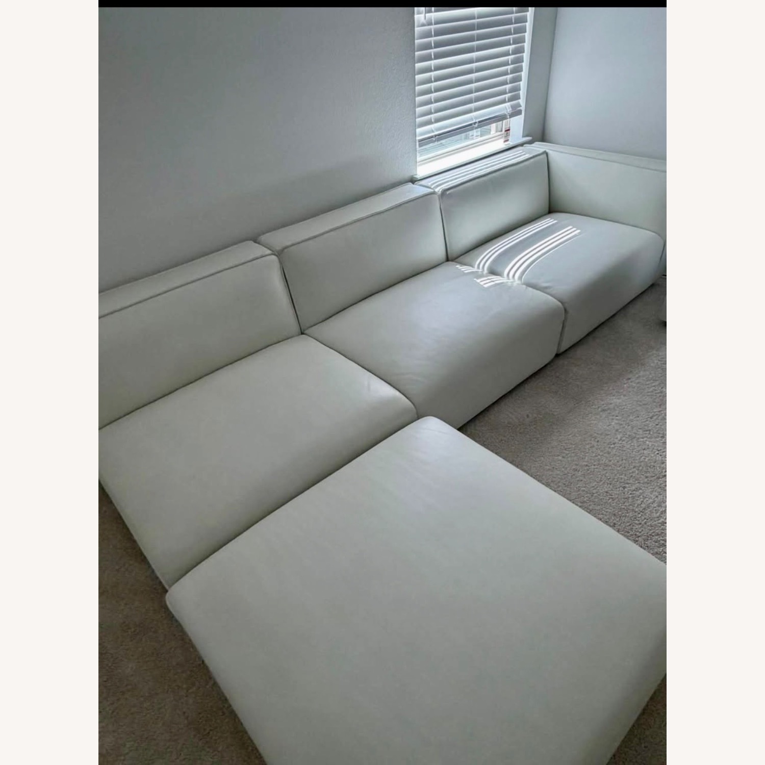 Rove Concepts White Leather 3+ Piece Sectional - image-1