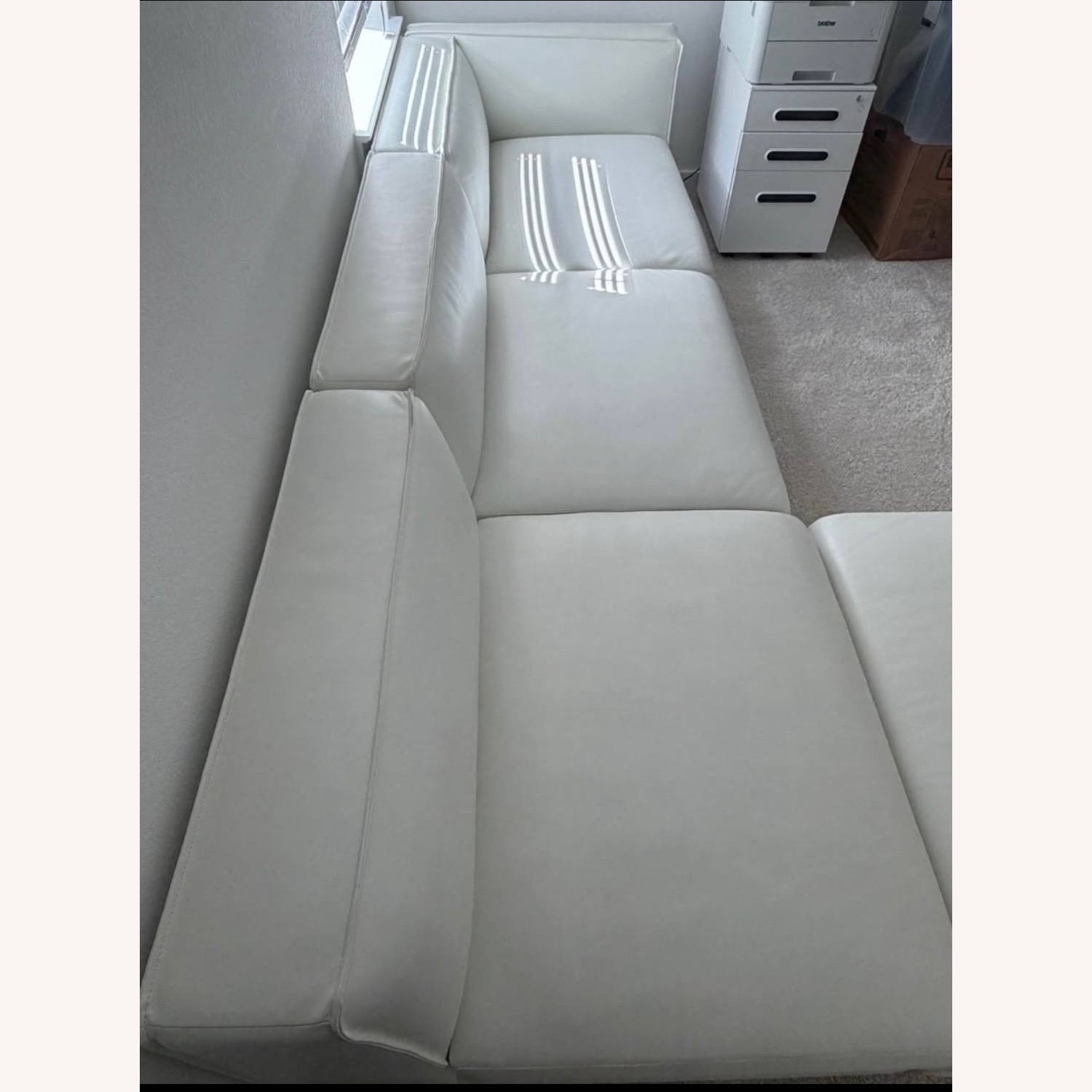 Rove Concepts White Leather 3+ Piece Sectional - image-3