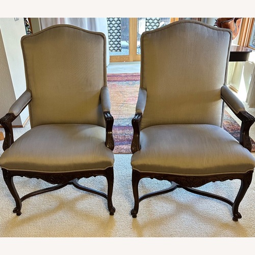 Used 1980’s Guy Chaddock Pair of Walnut Armchairs for sale on AptDeco