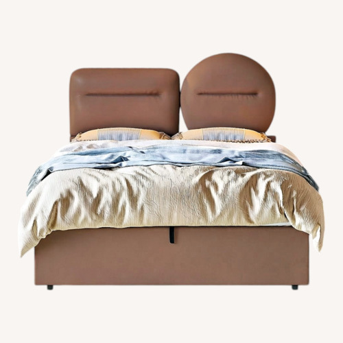 Used Light Brown Faux Leather Full Bed for sale on AptDeco