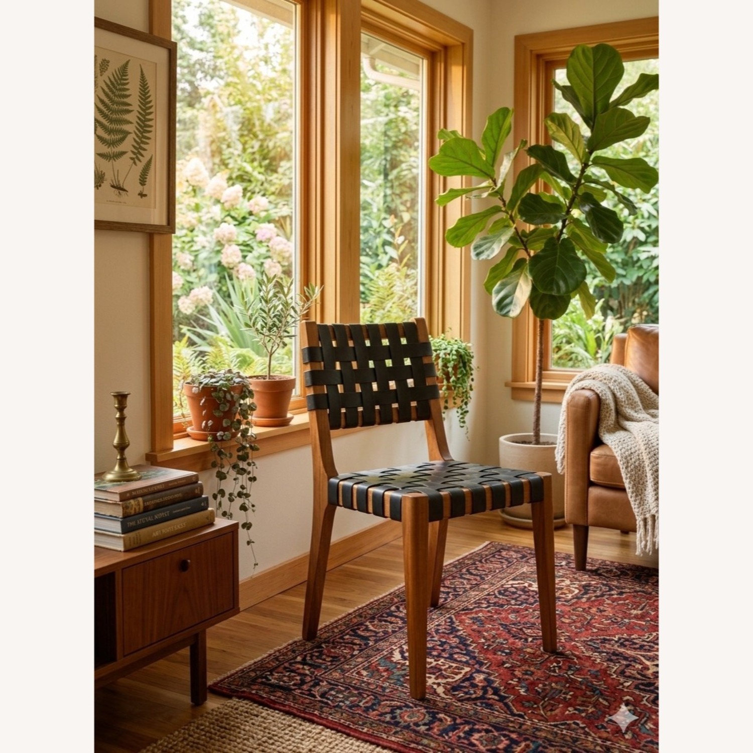 Selema Modena Woven Mid Century Guindo Wood Chairs - Set of 12 - image-3