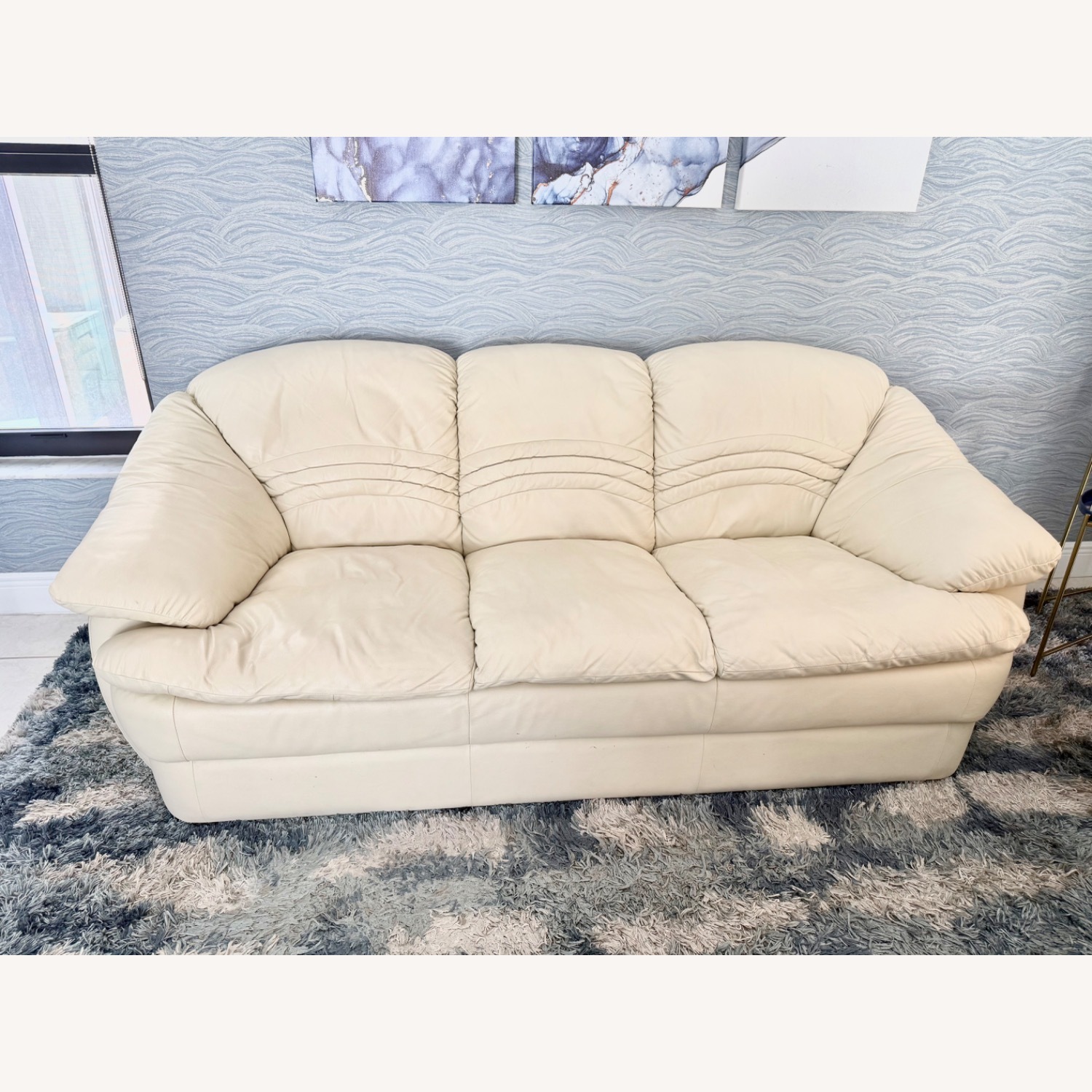Light Brown Leather 3+ Seater Sofa - image-4