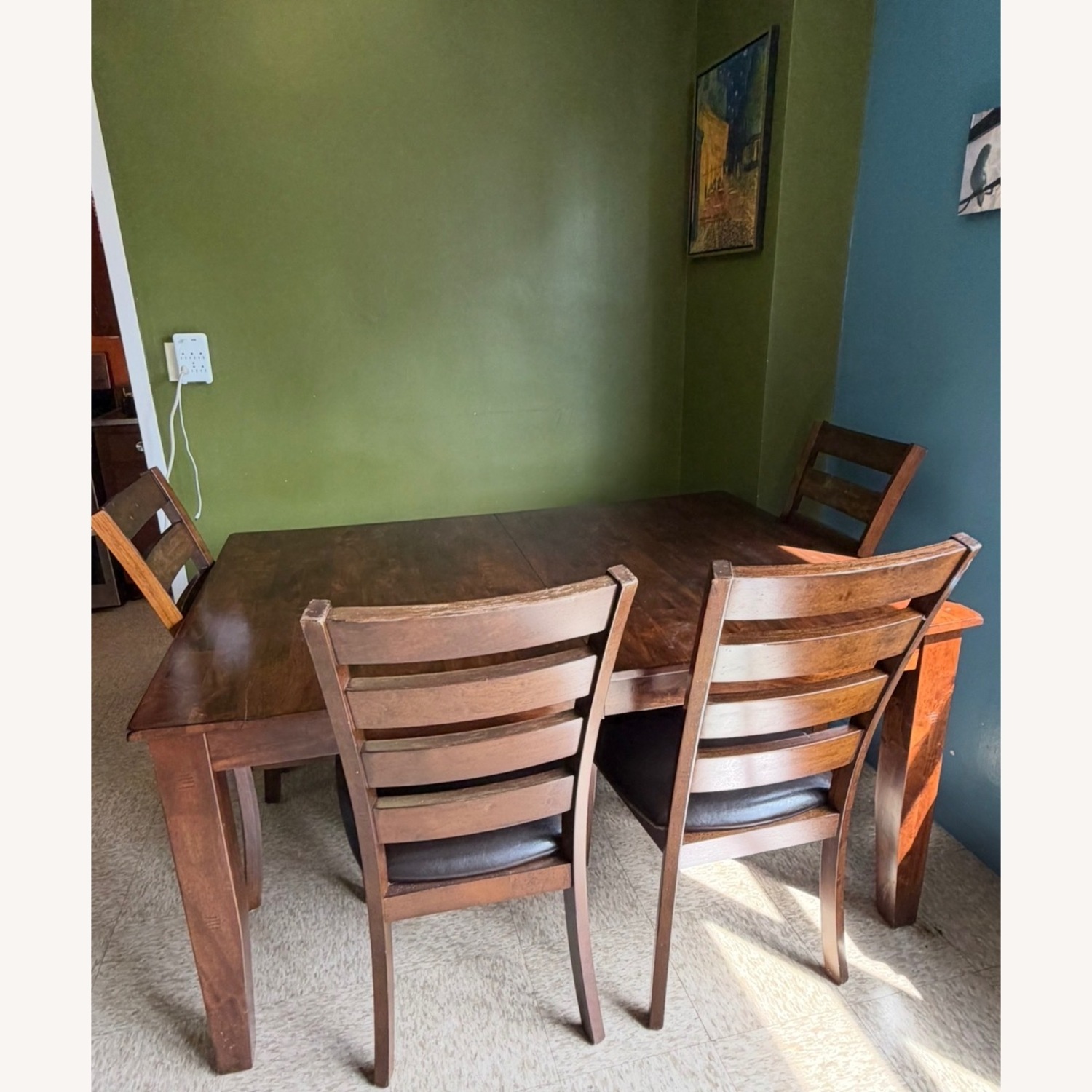 Raymour & Flanigan Dark Brown Wood Dining Set - image-3