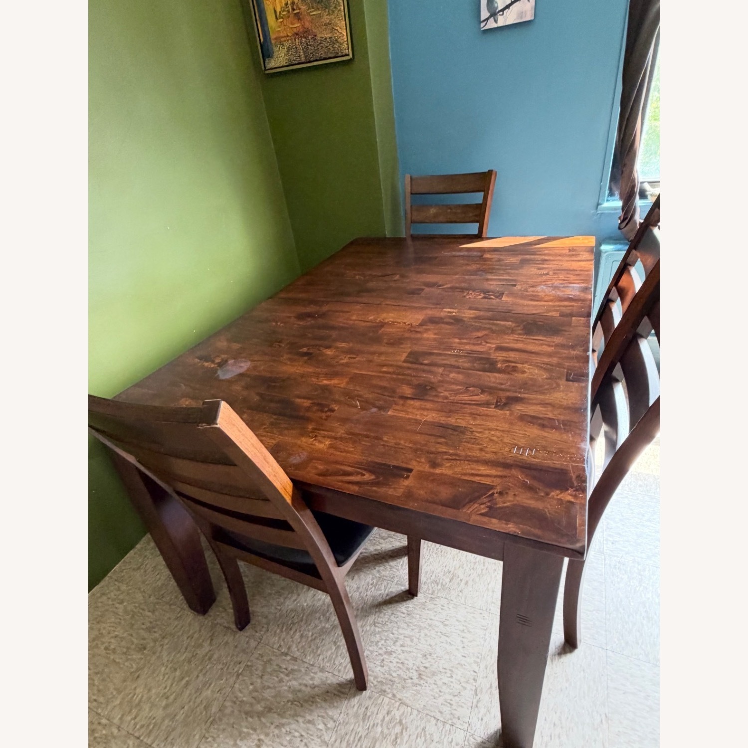 Raymour & Flanigan Dark Brown Wood Dining Set - image-1