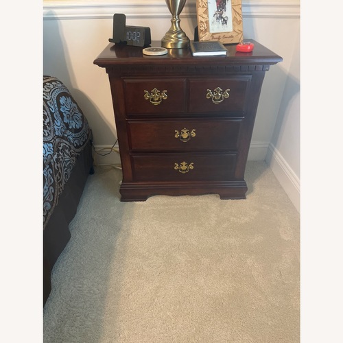 Used Bassett Chippendale Dark Brown Wood Nightstand for sale on AptDeco