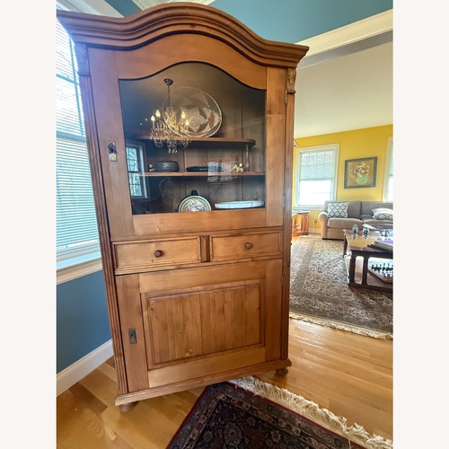 Used Light Brown Solid Pine China Cabinet for sale on AptDeco