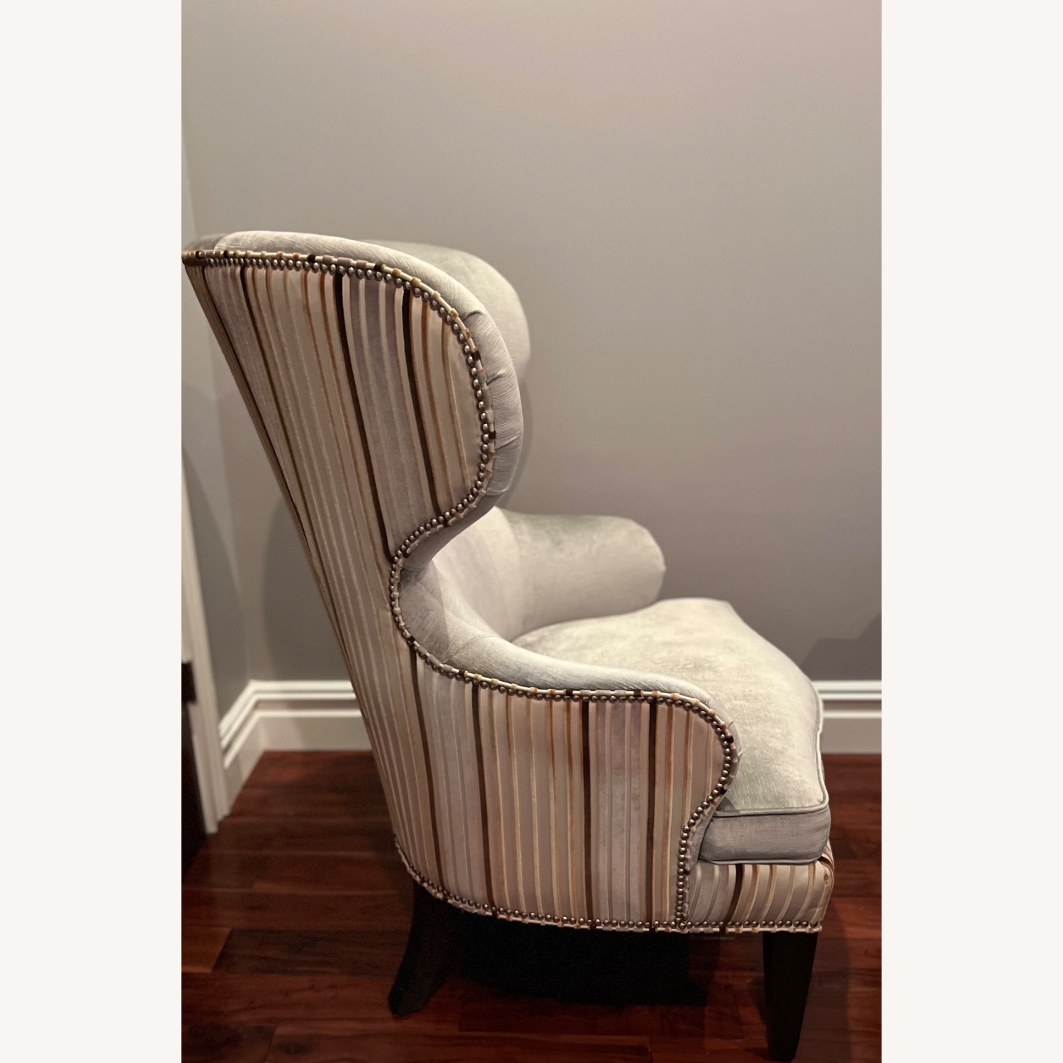 Ethan Allen Light Gray Fabric Accent Chair - image-2