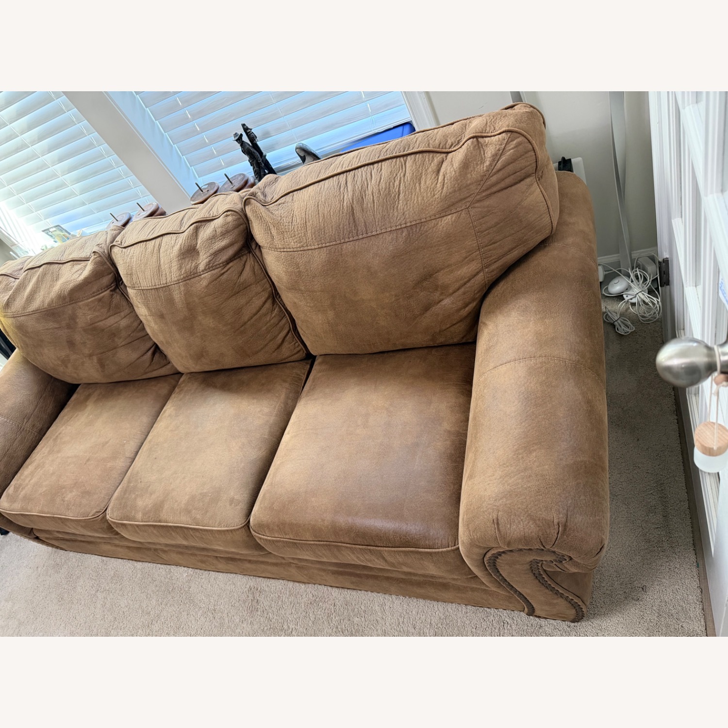 Light Brown Fabric 3+ Seater Sofa - image-2
