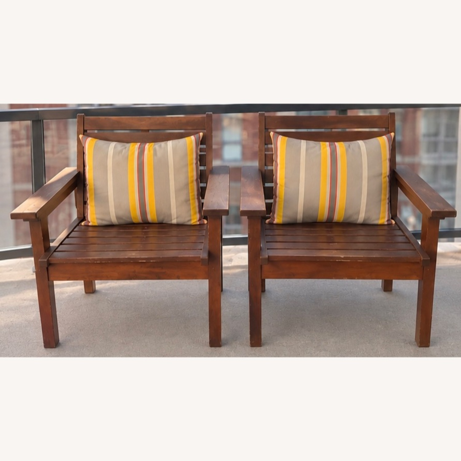 Crate & Barrel Solid Wood Outdoor Bench & 2 Chairs - image-2
