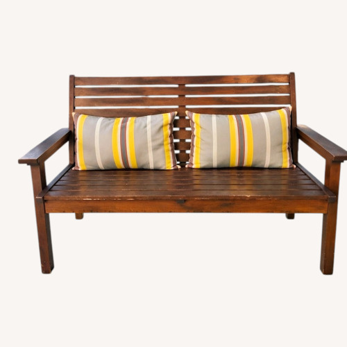 Used Crate & Barrel Solid Wood Outdoor Bench & 2 Chairs for sale on AptDeco