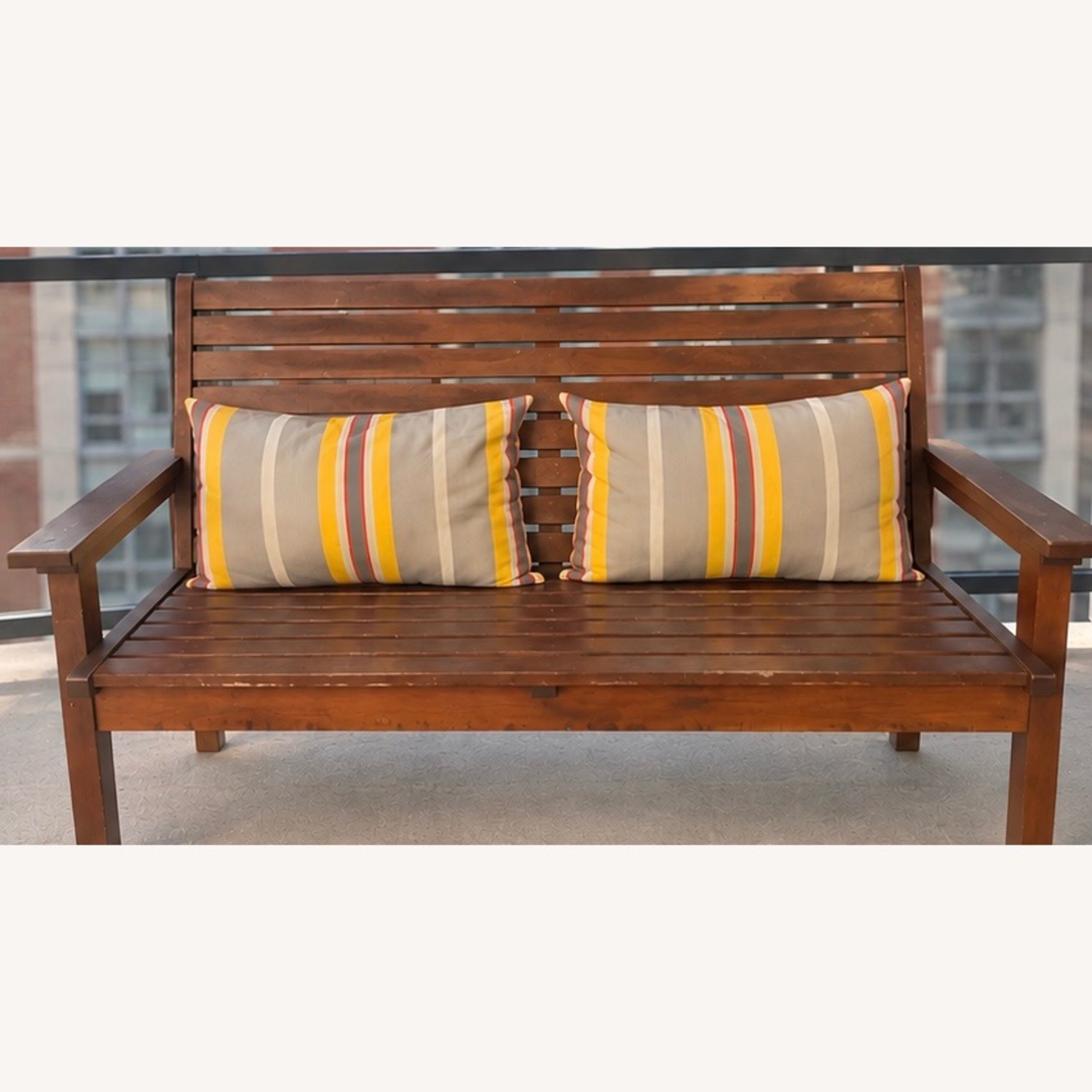 Crate & Barrel Solid Wood Outdoor Bench & 2 Chairs - image-1
