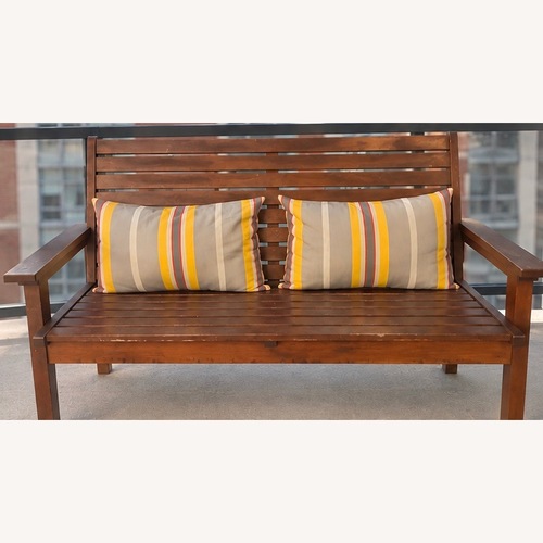 Used Crate & Barrel Solid Wood Outdoor Bench & 2 Chairs for sale on AptDeco