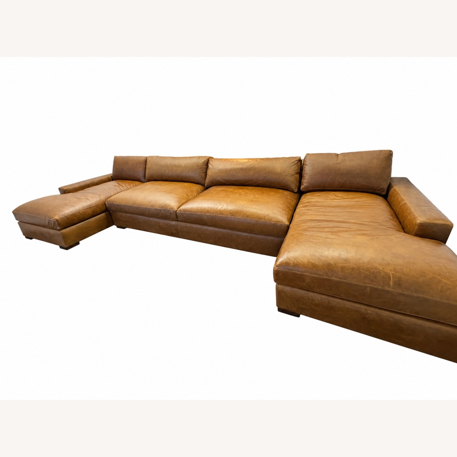 Restoration Hardware Maxwell Leather U-Chaise Sectional Chestnut - image-22