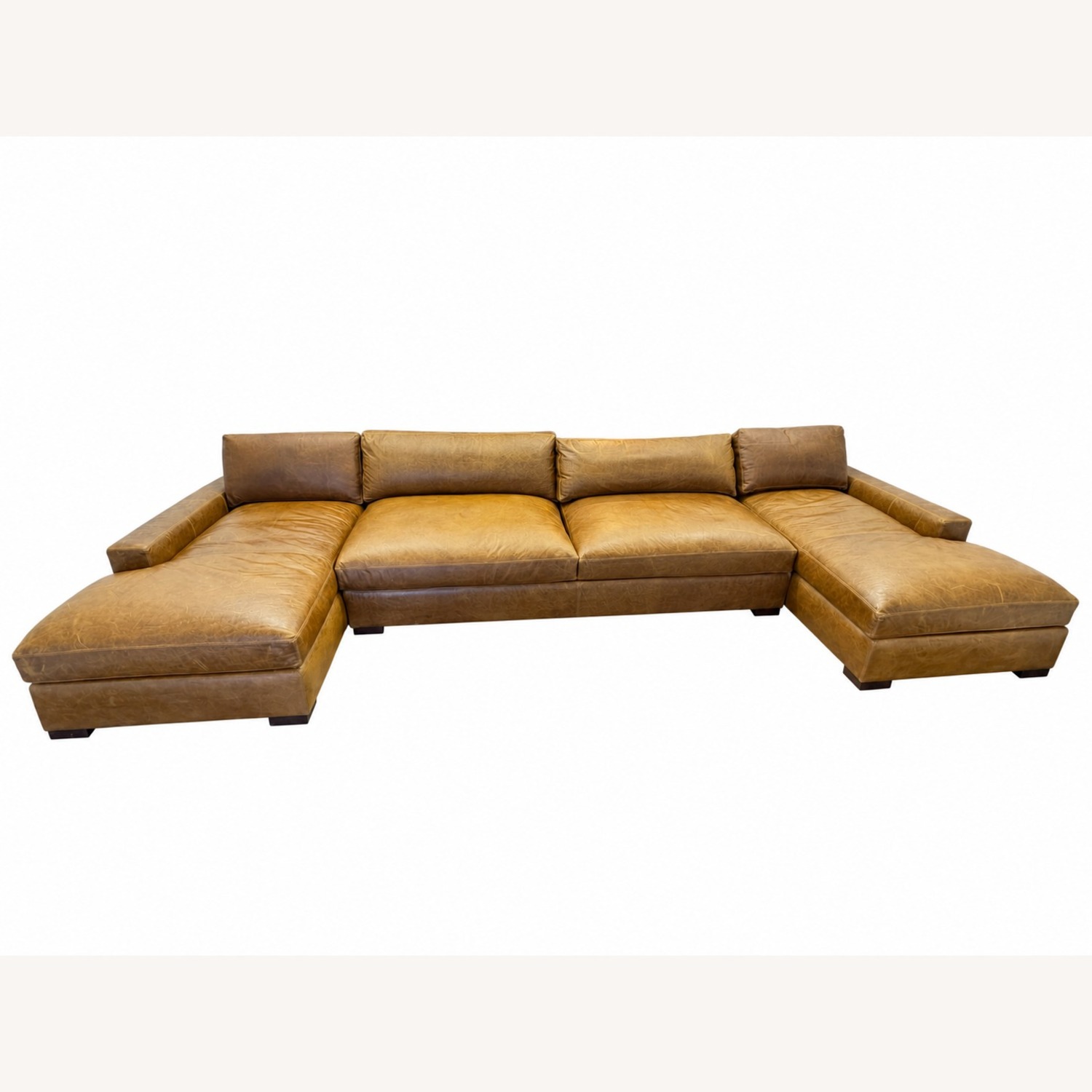 Restoration Hardware Maxwell Leather U-Chaise Sectional Chestnut - image-15