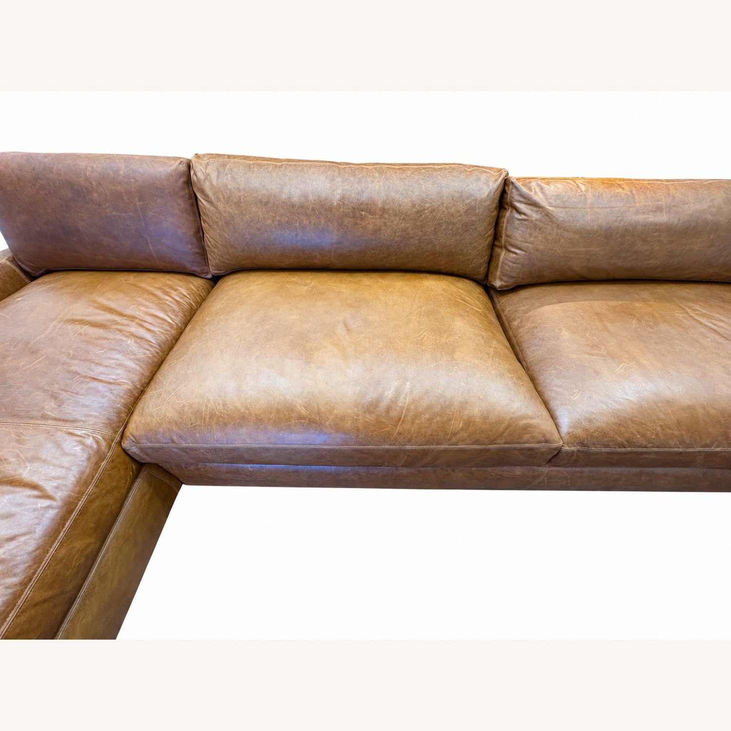 Restoration Hardware Maxwell Leather U-Chaise Sectional Chestnut - image-33
