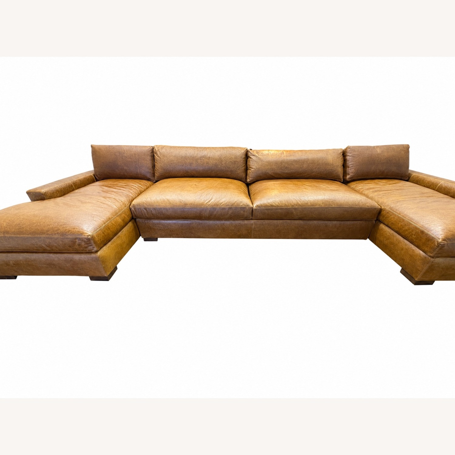 Restoration Hardware Maxwell Leather U-Chaise Sectional Chestnut - image-13