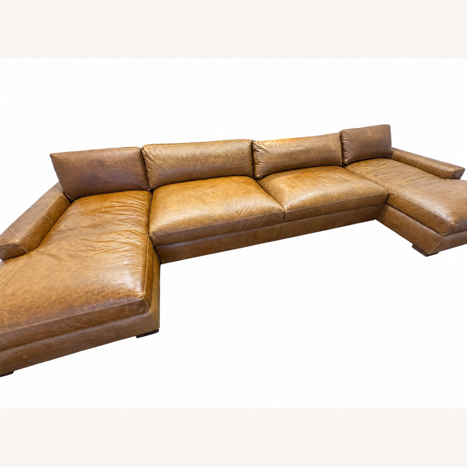 Restoration Hardware Maxwell Leather U-Chaise Sectional Chestnut - image-8