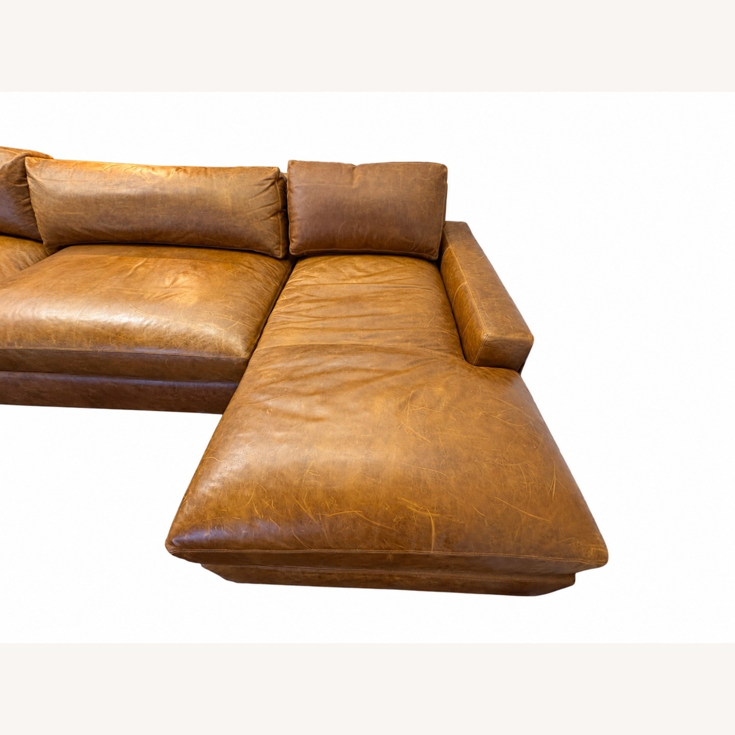 Restoration Hardware Maxwell Leather U-Chaise Sectional Chestnut - image-35
