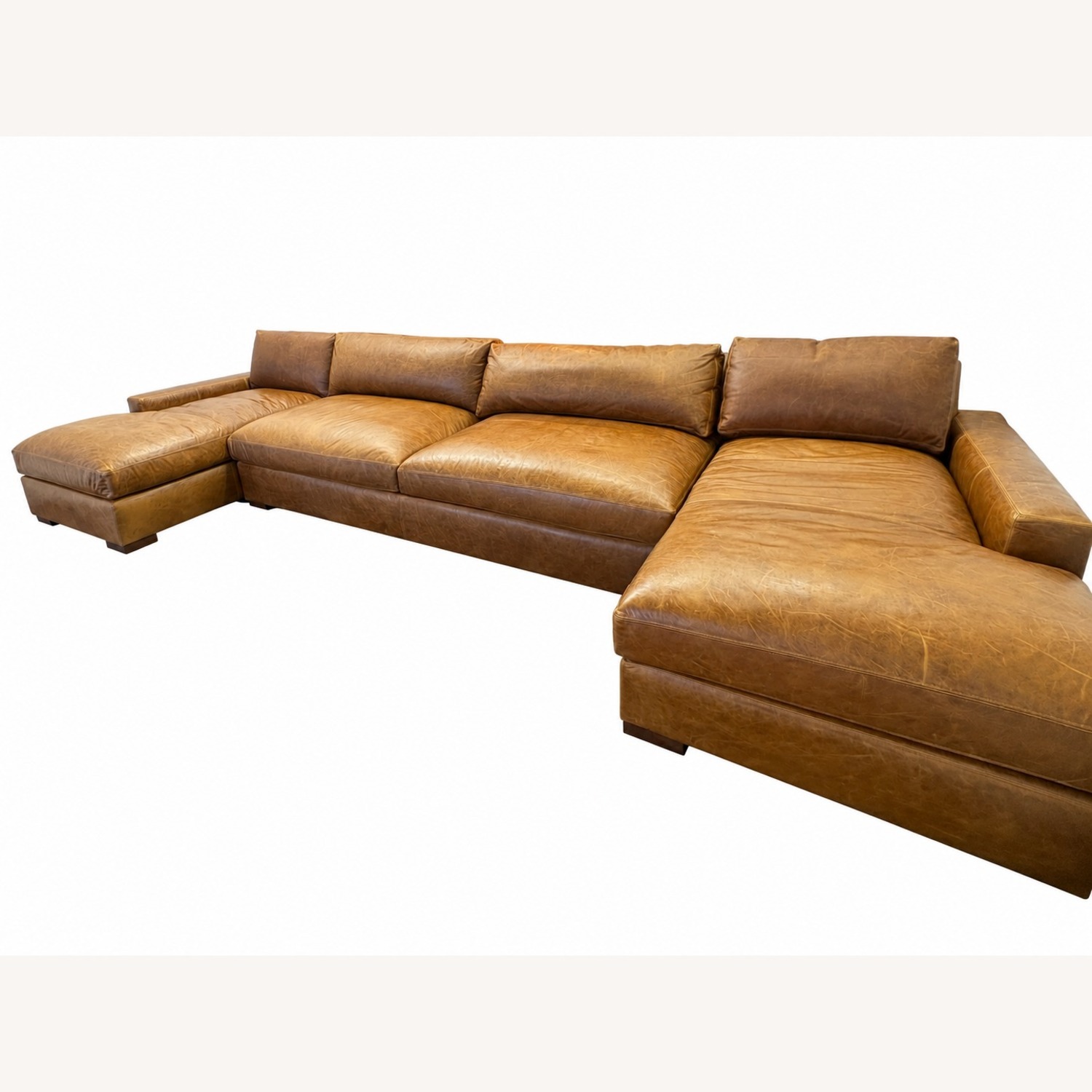Restoration Hardware Maxwell Leather U-Chaise Sectional Chestnut - image-20