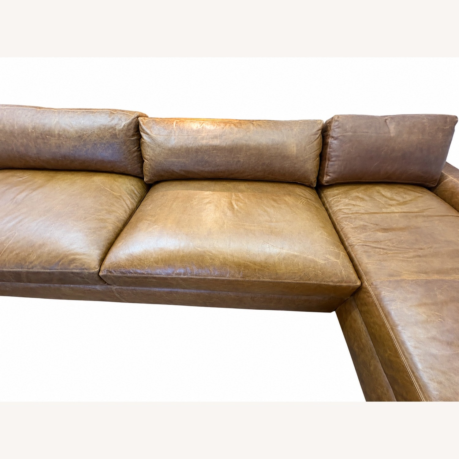 Restoration Hardware Maxwell Leather U-Chaise Sectional Chestnut - image-37