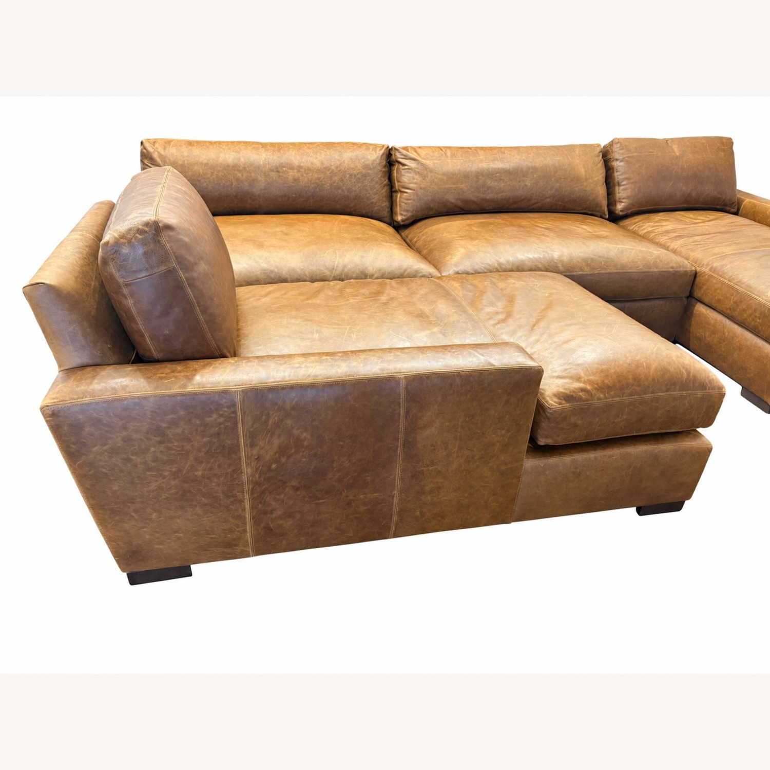 Restoration Hardware Maxwell Leather U-Chaise Sectional Chestnut - image-28