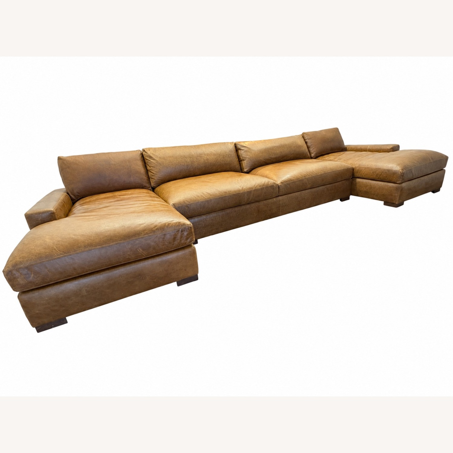 Restoration Hardware Maxwell Leather U-Chaise Sectional Chestnut - image-19