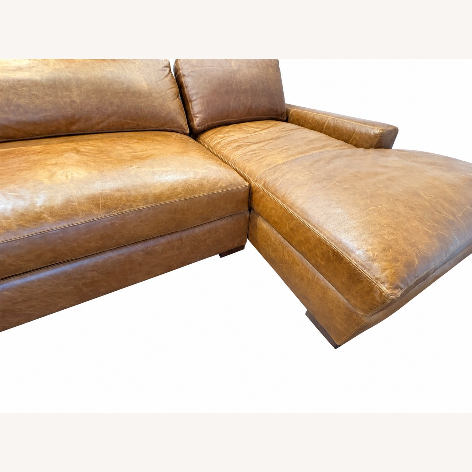 Restoration Hardware Maxwell Leather U-Chaise Sectional Chestnut - image-25