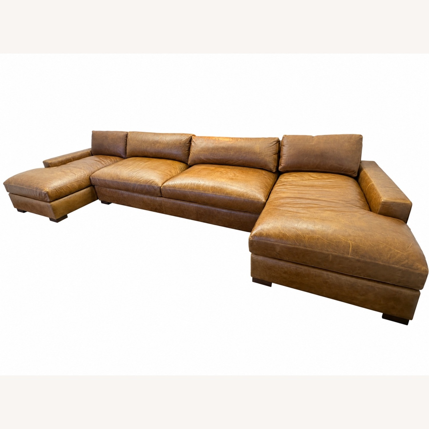 Restoration Hardware Maxwell Leather U-Chaise Sectional Chestnut - image-38