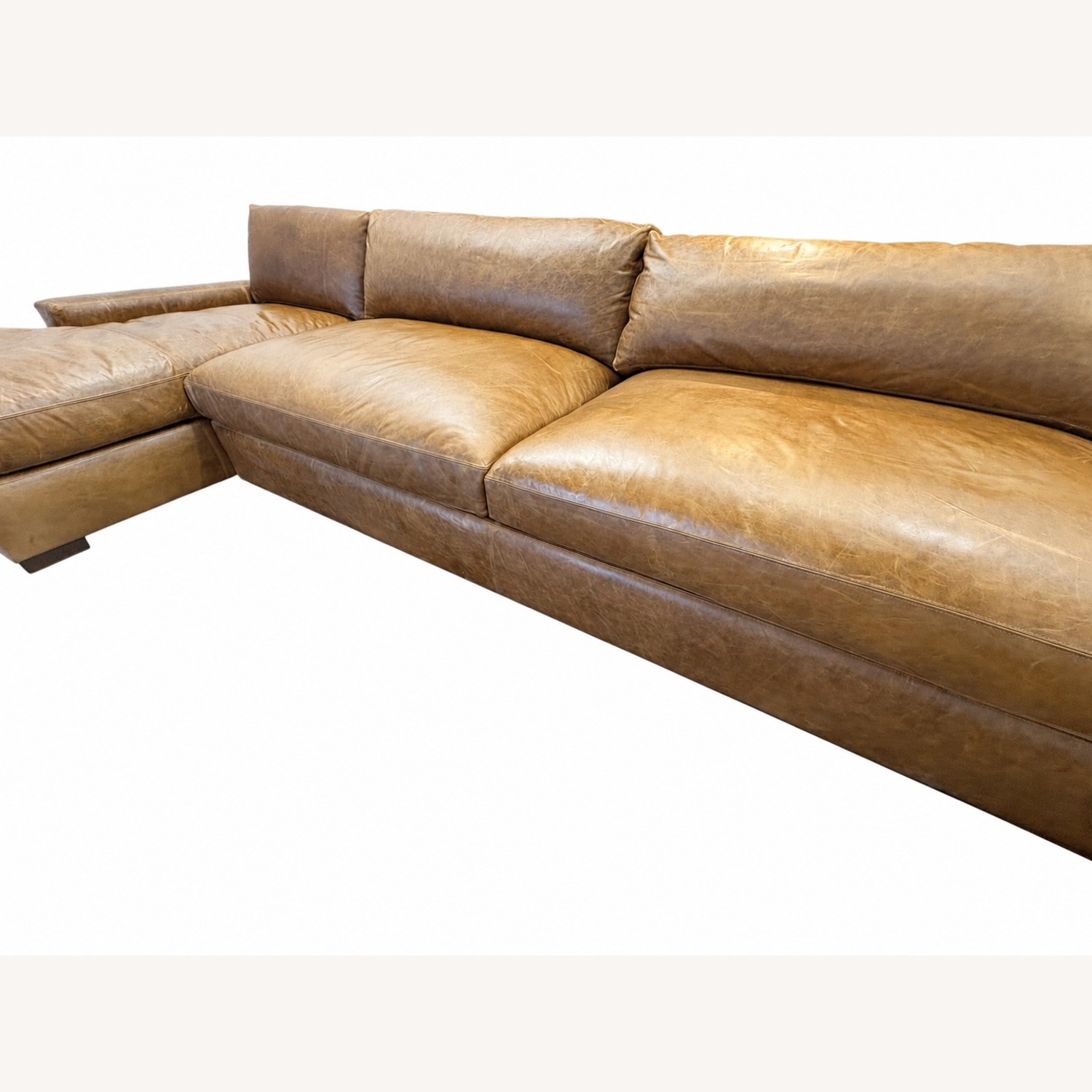 Restoration Hardware Maxwell Leather U-Chaise Sectional Chestnut - image-23
