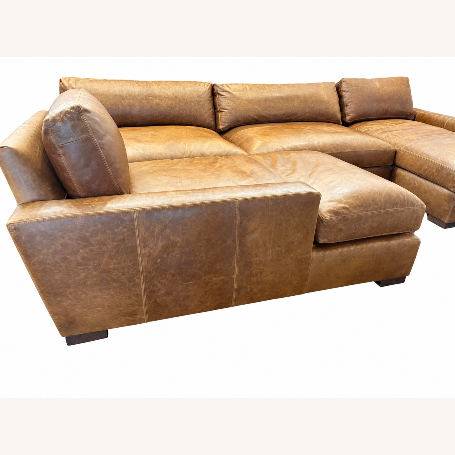 Restoration Hardware Maxwell Leather U-Chaise Sectional Chestnut - image-30