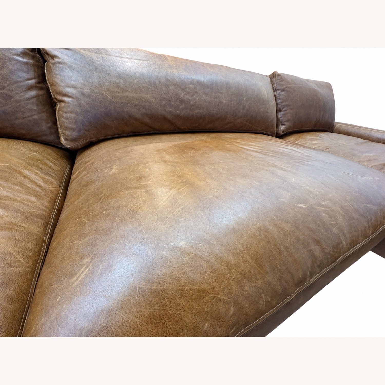 Restoration Hardware Maxwell Leather U-Chaise Sectional Chestnut - image-16