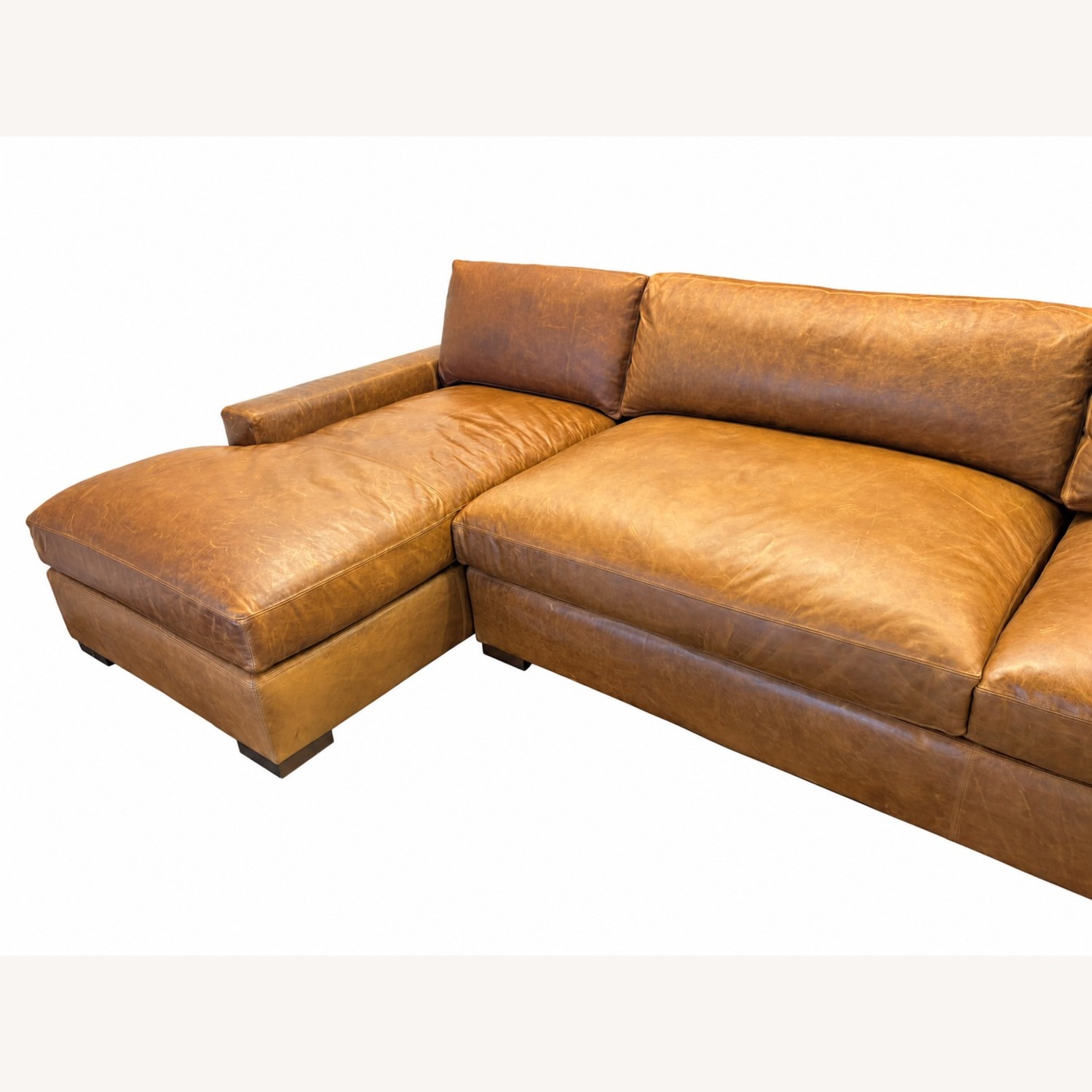 Restoration Hardware Maxwell Leather U-Chaise Sectional Chestnut - image-24