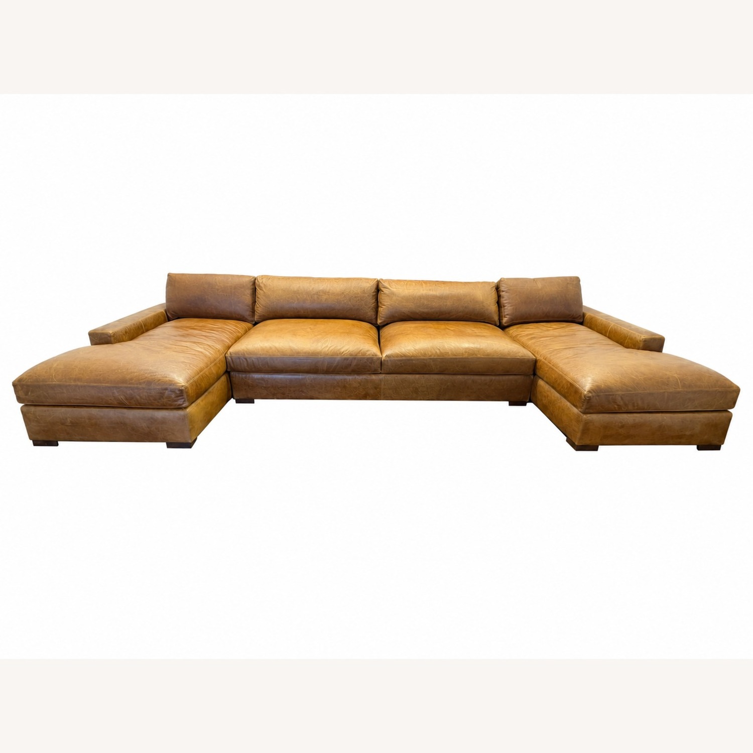 Restoration Hardware Maxwell Leather U-Chaise Sectional Chestnut - image-40