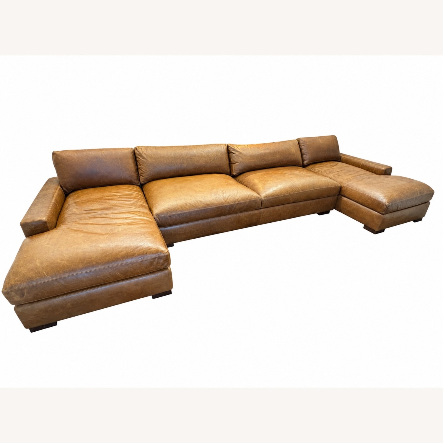 Restoration Hardware Maxwell Leather U-Chaise Sectional Chestnut - image-21