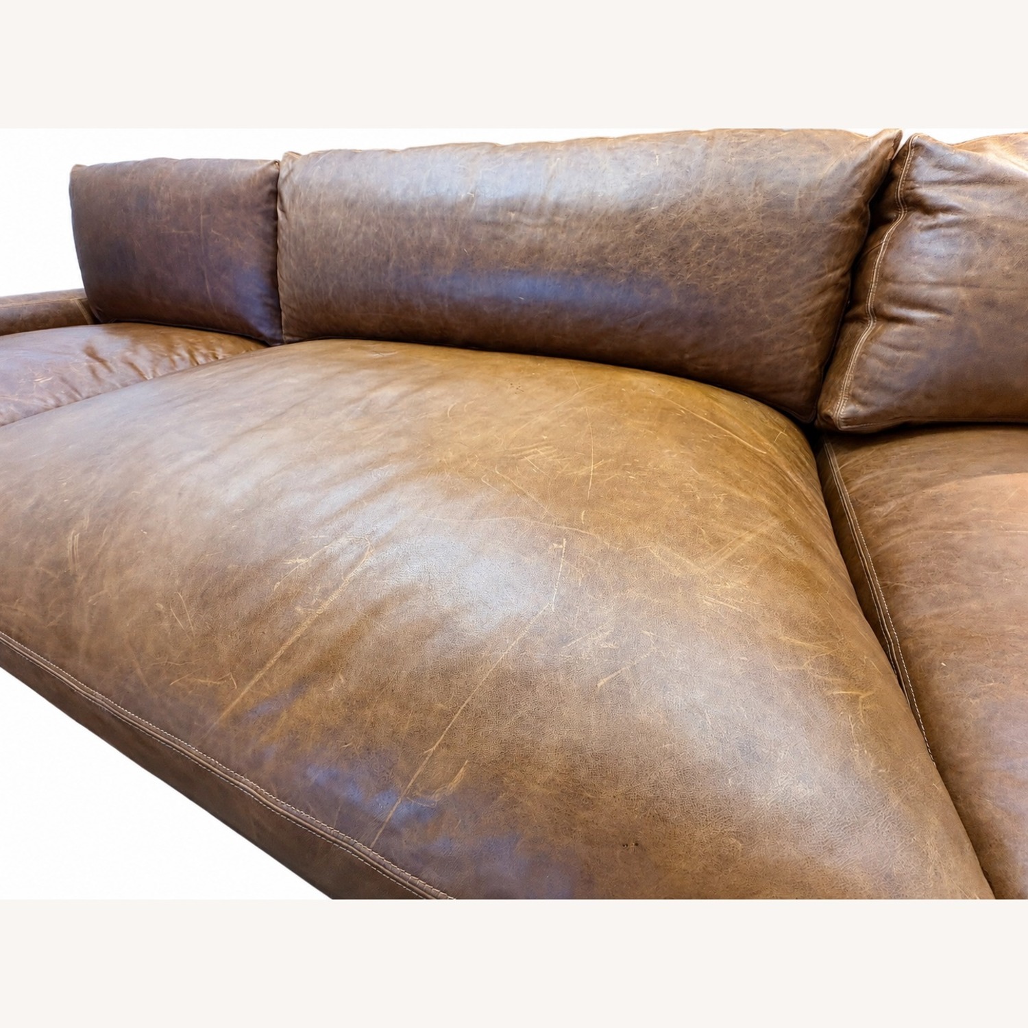 Restoration Hardware Maxwell Leather U-Chaise Sectional Chestnut - image-6