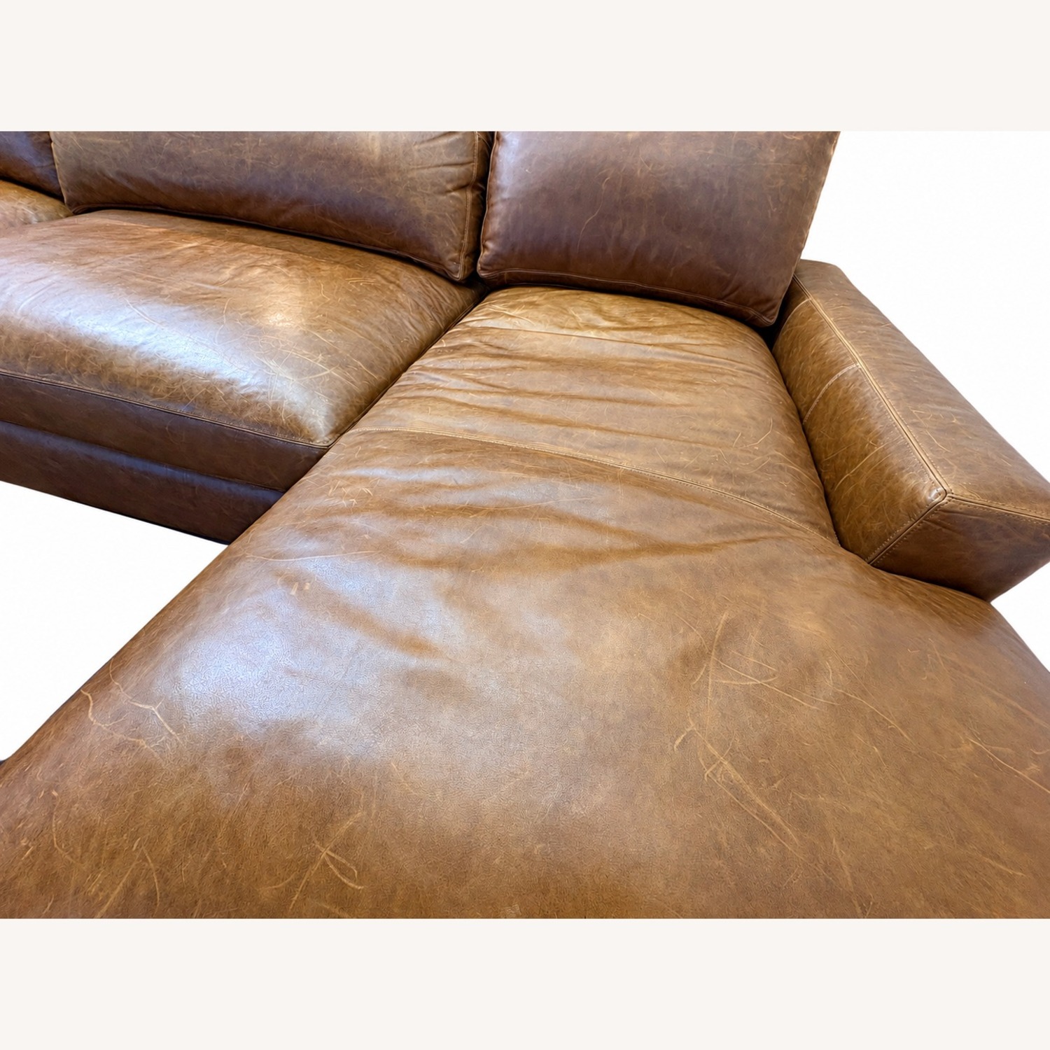 Restoration Hardware Maxwell Leather U-Chaise Sectional Chestnut - image-26