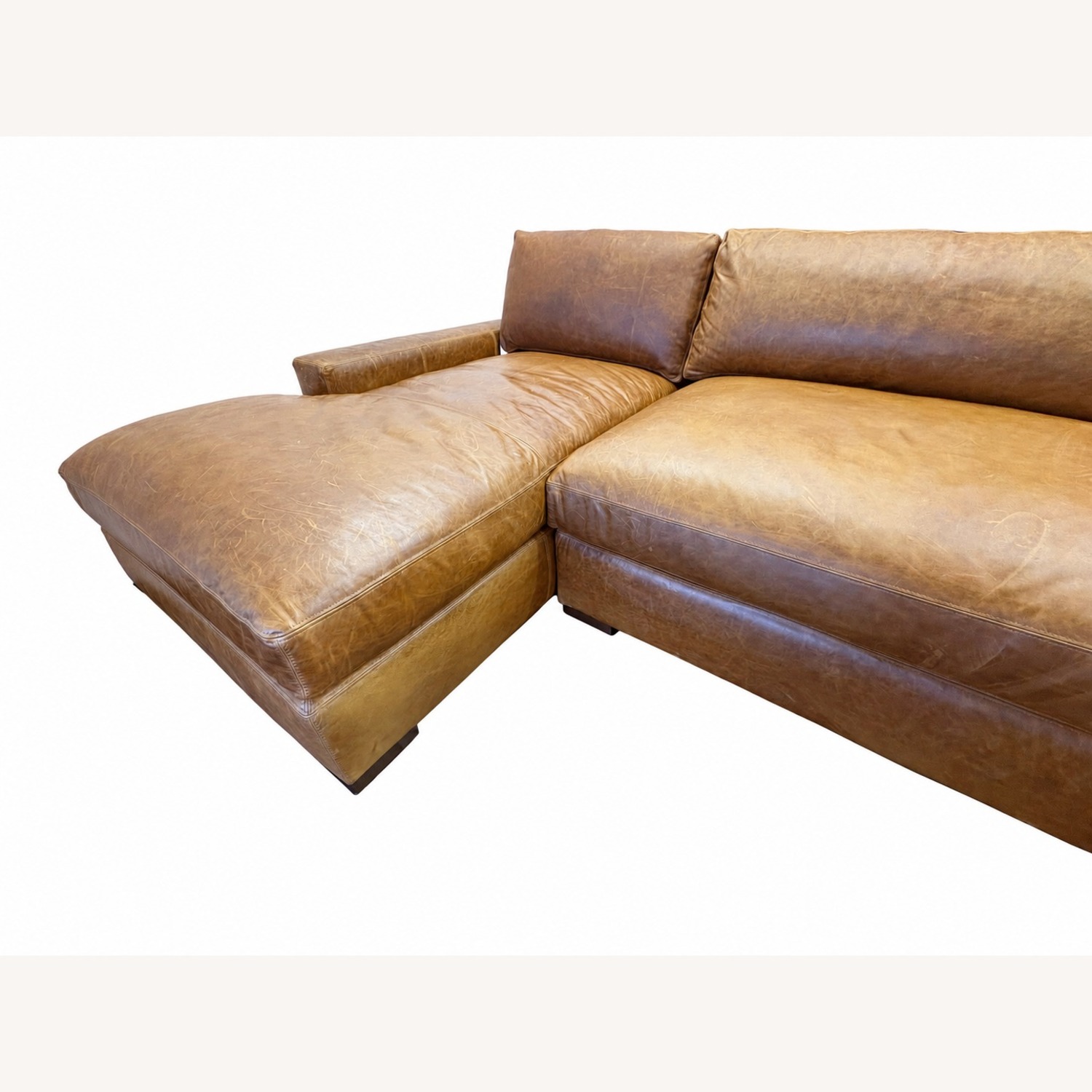 Restoration Hardware Maxwell Leather U-Chaise Sectional Chestnut - image-29