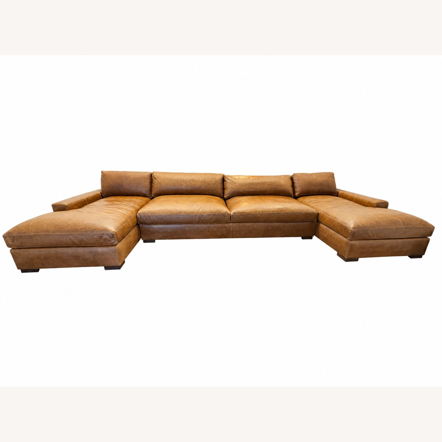 Restoration Hardware Maxwell Leather U-Chaise Sectional Chestnut - image-14