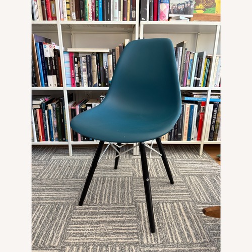 Used Blue Eames Molded Plastic Side Chair for sale on AptDeco