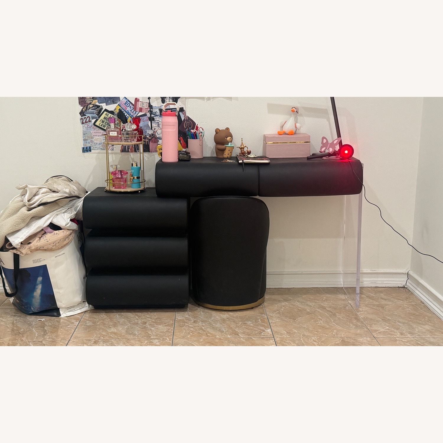 Vintage/Antique Black Leather Desk - image-1