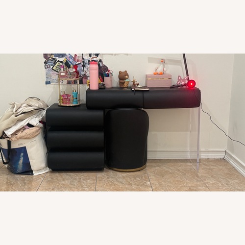 Used Vintage/Antique Black Leather Desk for sale on AptDeco