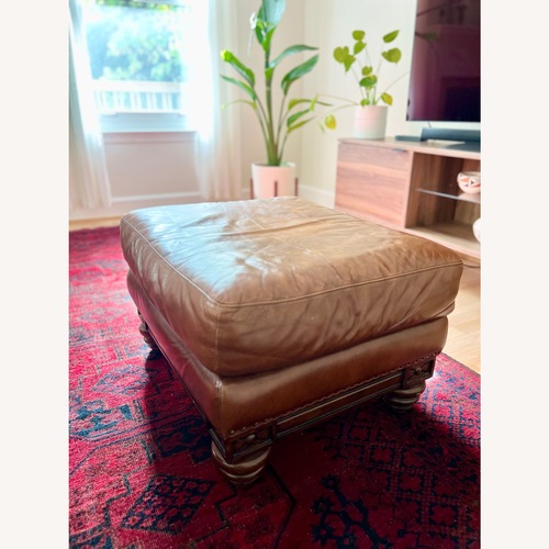 Used Macy's Light Brown Leather Ottoman for sale on AptDeco
