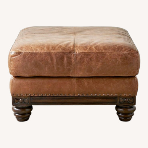 Used Macy's Light Brown Leather Ottoman for sale on AptDeco