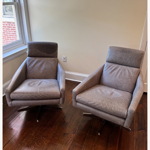Used  West Elm Leather Austin Chairs Set 2 for sale on AptDeco
