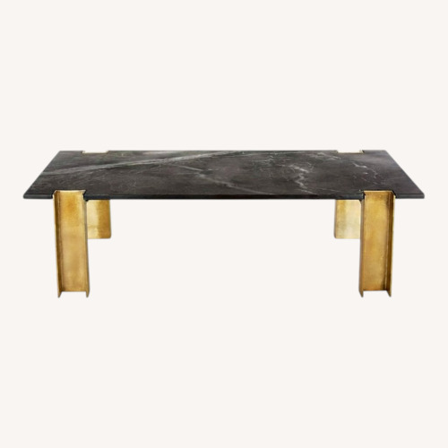 Used CB2 Black Marble Coffee Table Gold Legs for sale on AptDeco